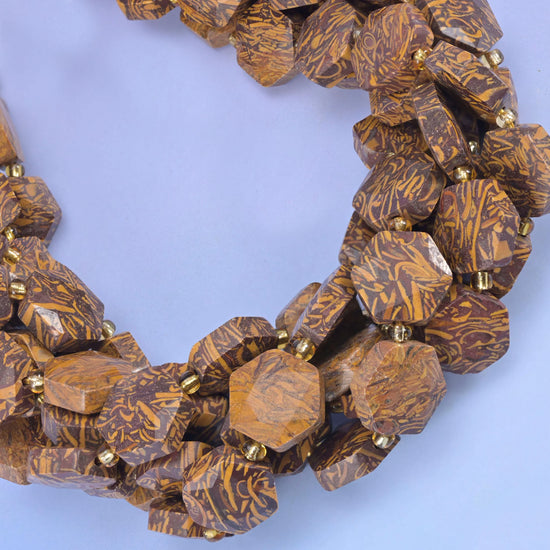 Firework Jasper Flat Faceted Hexagon Beads Size 12mm Jewelry Making 15.5 Inch Strand