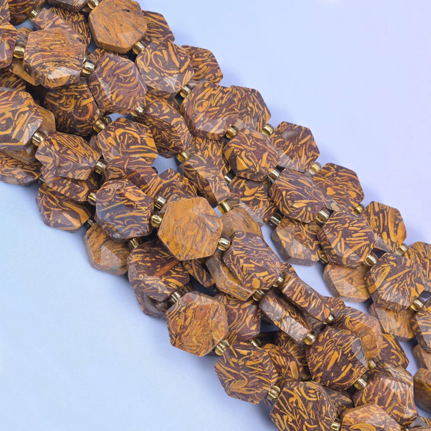 Firework Jasper Flat Faceted Hexagon Beads Size 12mm Jewelry Making 15.5 Inch Strand