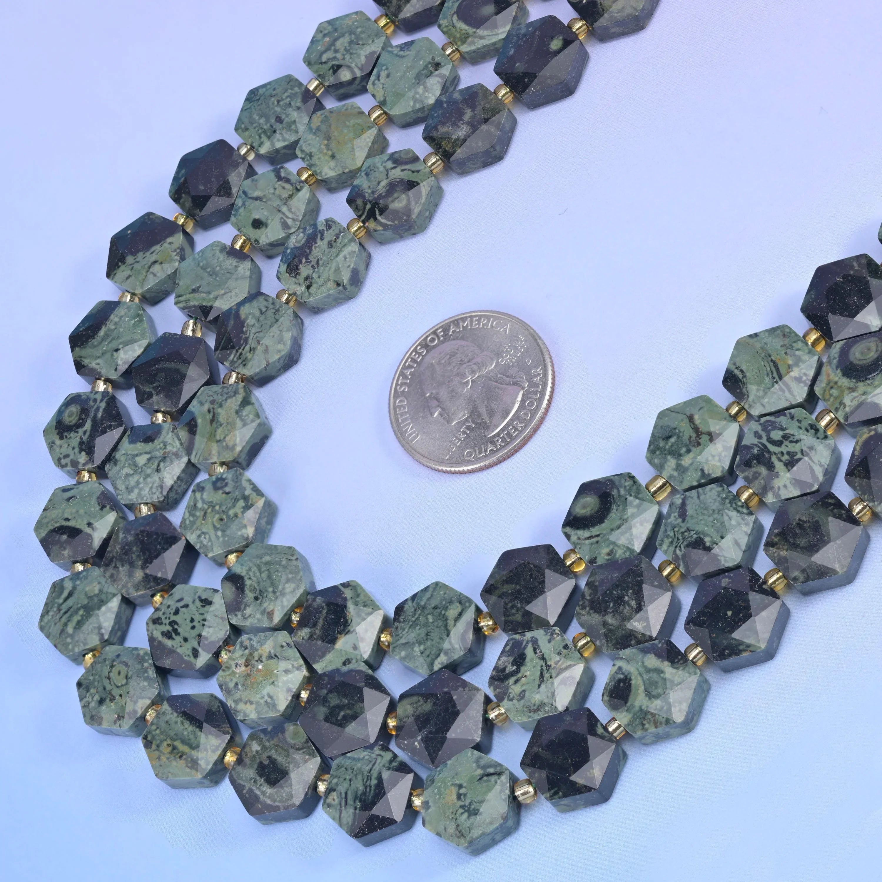 Kambaba Jasper Flat Faceted Hexagon Beads Size 12mm Jewelry Making 15.5 Inch Strand