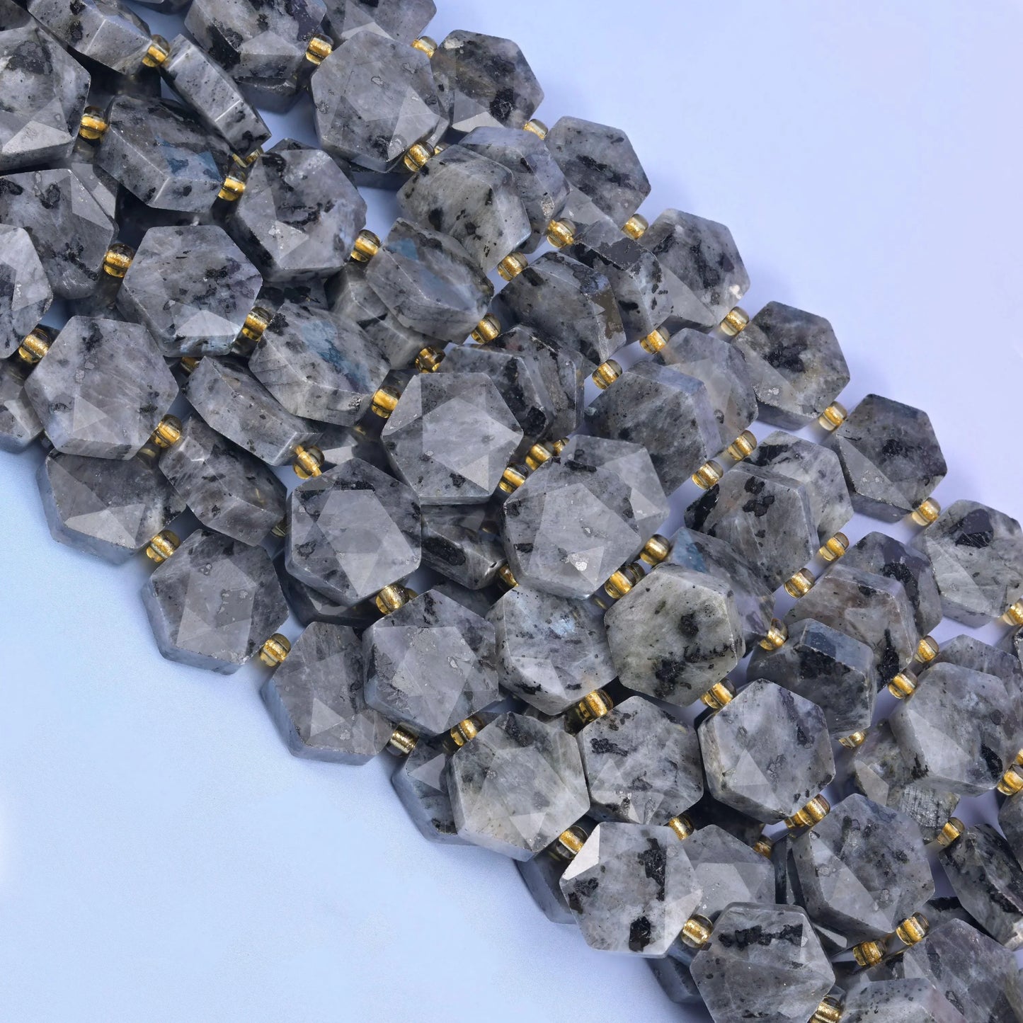 Black Labradorite Flat Faceted Hexagon Beads Size 12mm Jewelry Making 15.5 Inch Strand