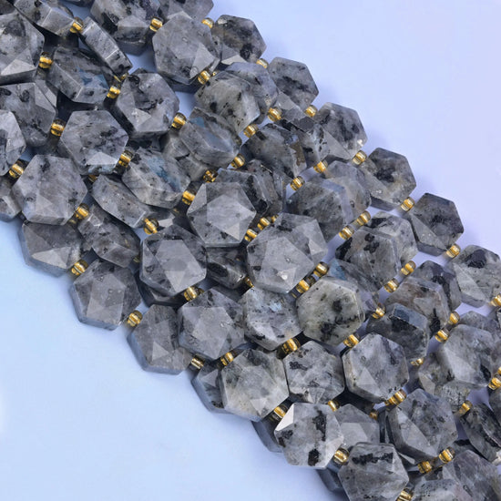 Black Labradorite Flat Faceted Hexagon Beads Size 12mm Jewelry Making 15.5 Inch Strand