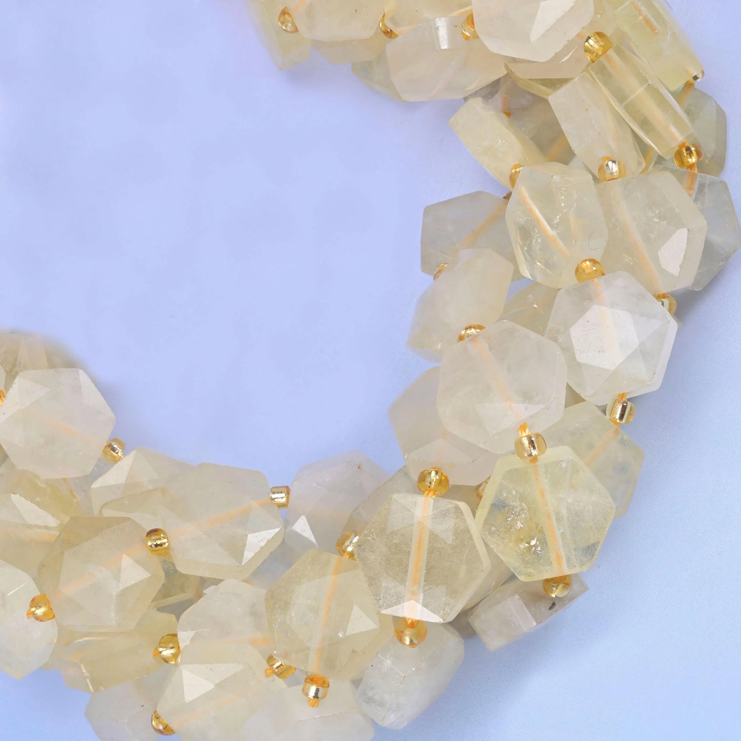 Yellow Quartz Flat Faceted Hexagon Beads Size 12mm Jewelry Making 15.5 Inch Strand