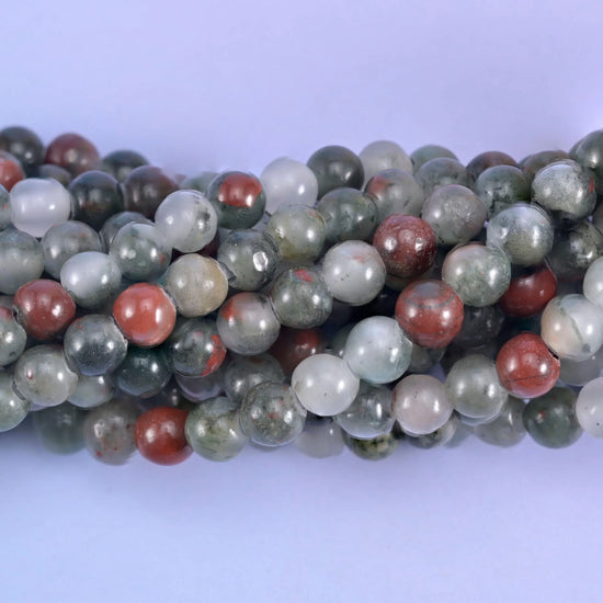 2-2.5mm Hole African Bloodstone Smooth Round Beads 6mm 8mm 10mm Jewelry Making 8 Inch Strand