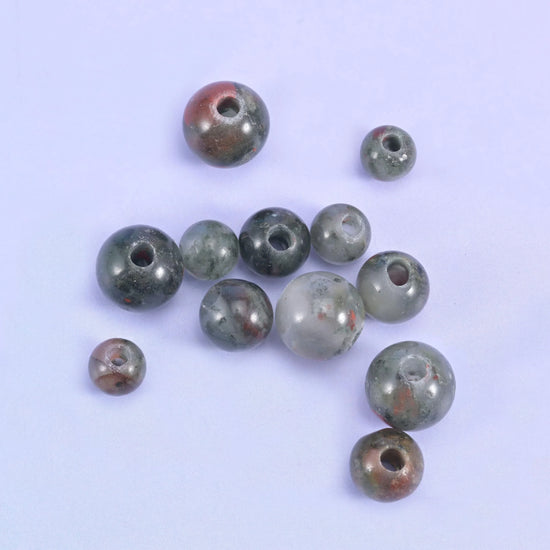 2-2.5mm Hole African Bloodstone Smooth Round Beads 6mm 8mm 10mm Jewelry Making 8 Inch Strand