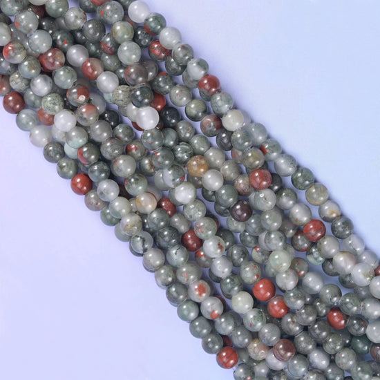 2-2.5mm Hole African Bloodstone Smooth Round Beads 6mm 8mm 10mm Jewelry Making 8 Inch Strand