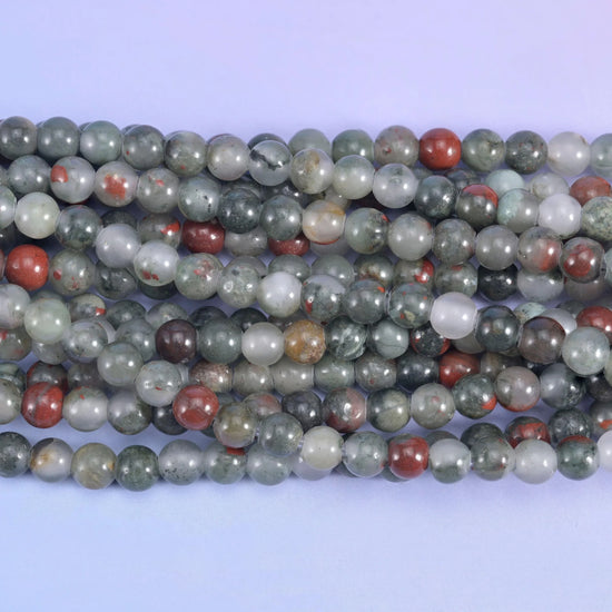 2-2.5mm Hole African Bloodstone Smooth Round Beads 6mm 8mm 10mm Jewelry Making 8 Inch Strand