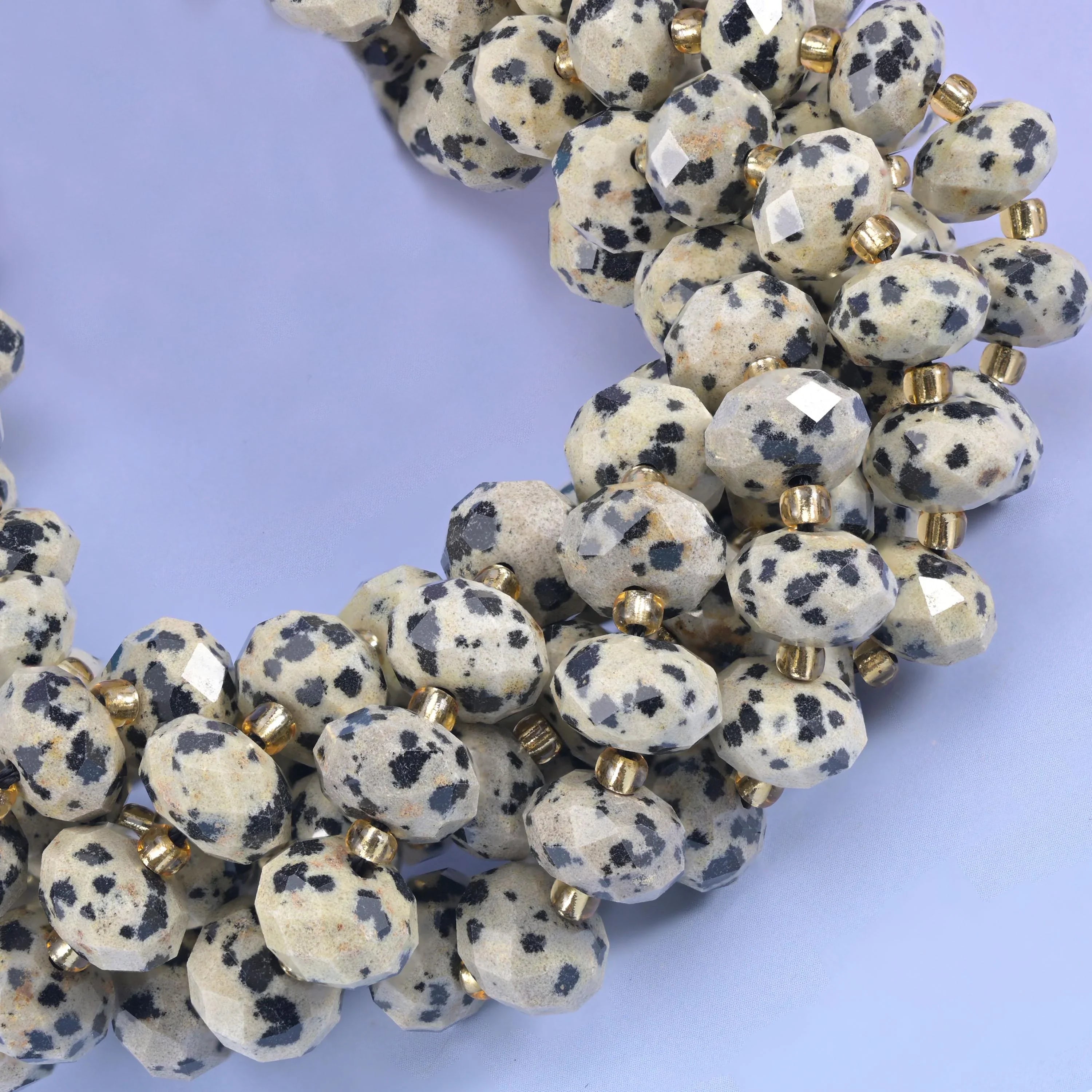 Dalmatian Jasper Faceted Rondelle Beads Size 6x10mm Jewelry Making 15.5 Inch Strand