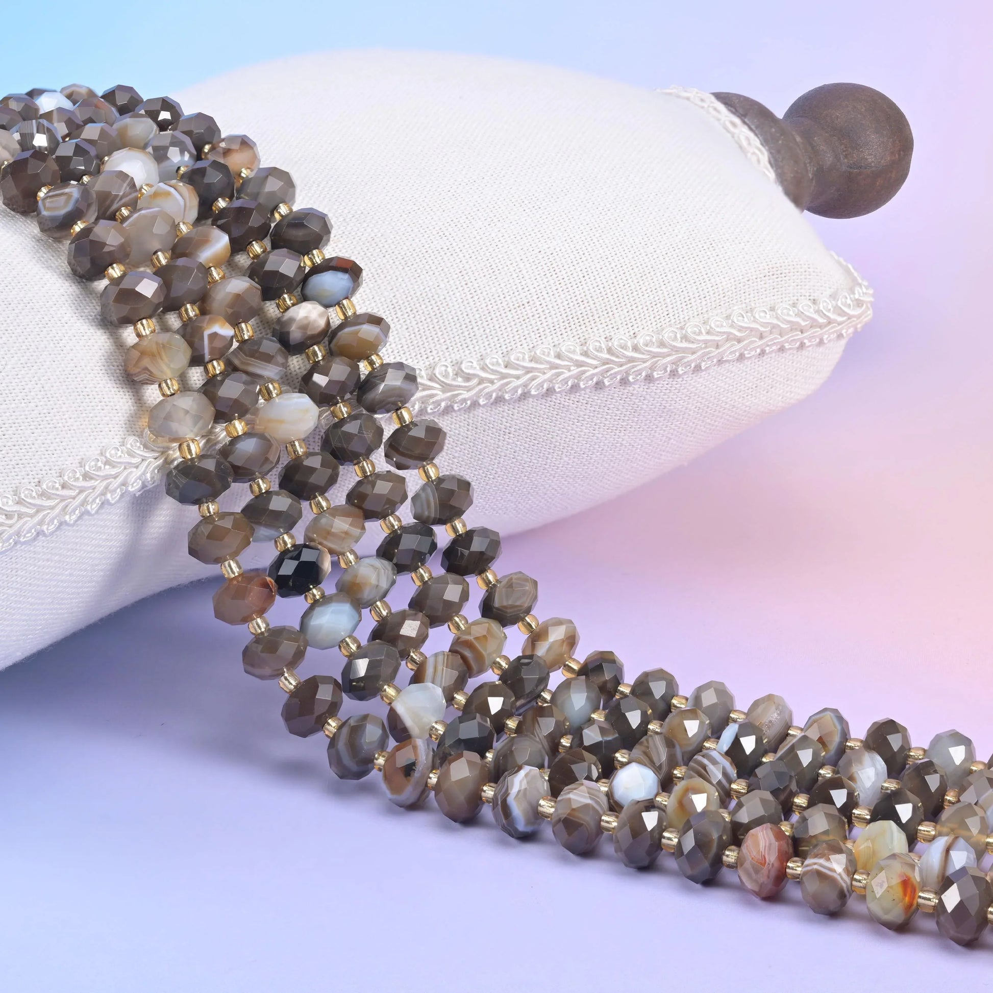 Dyed Brown Strip Agate Faceted Rondelle Beads Size 6x10mm Jewelry Making 15.5 Inch Strand