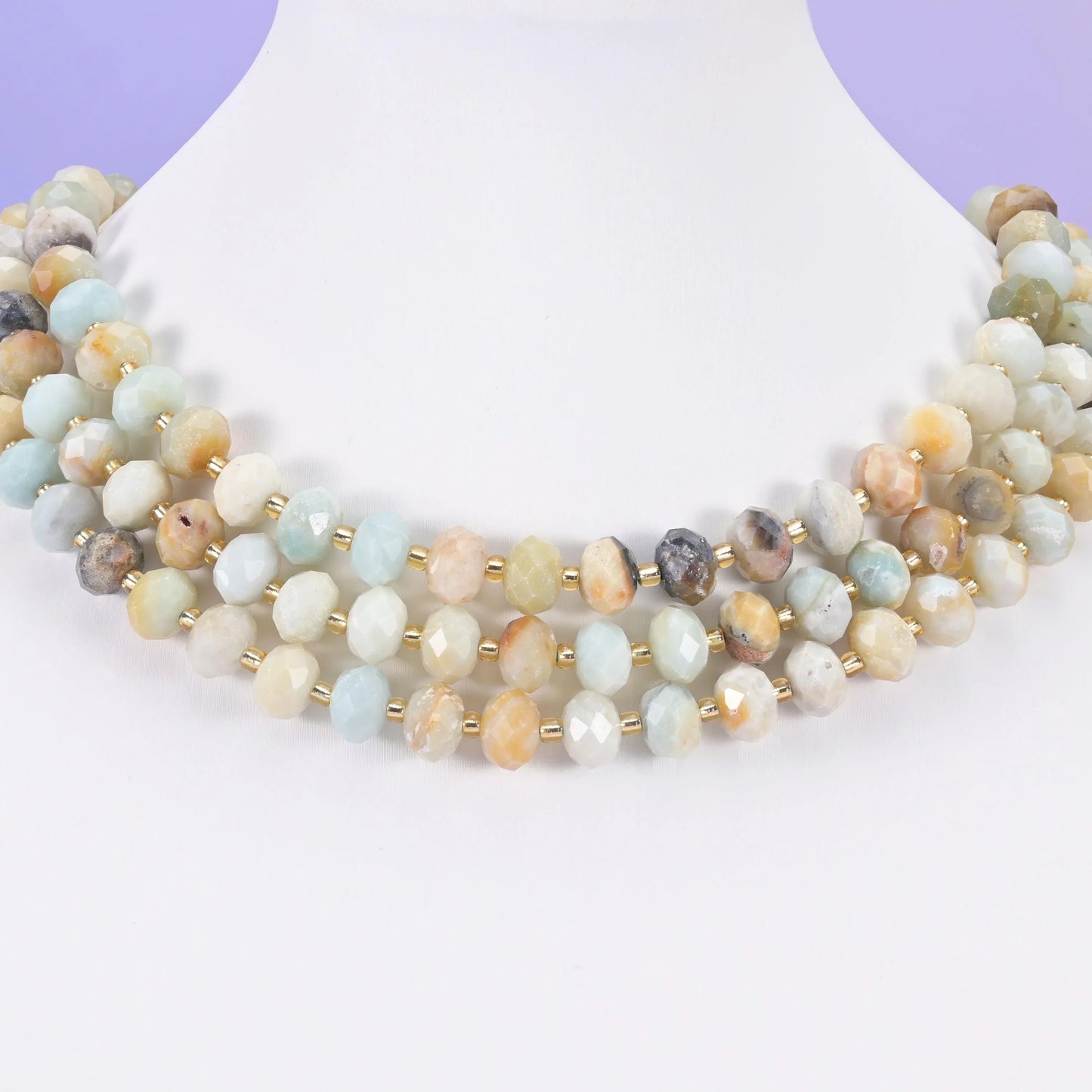 Multi-Color Amazonite Faceted Rondelle Beads Size 6x10mm Jewelry Making 15.5 Inch Strand