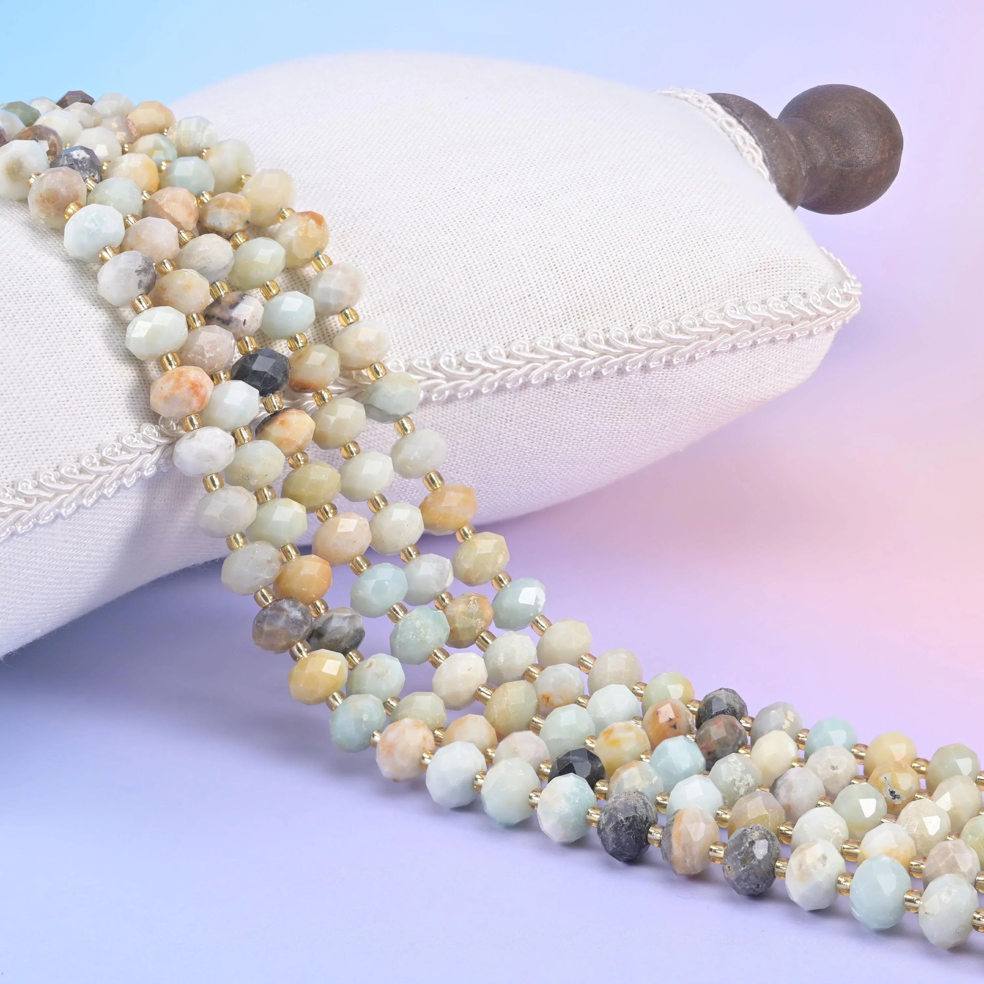 Multi-Color Amazonite Faceted Rondelle Beads Size 6x10mm Jewelry Making 15.5 Inch Strand