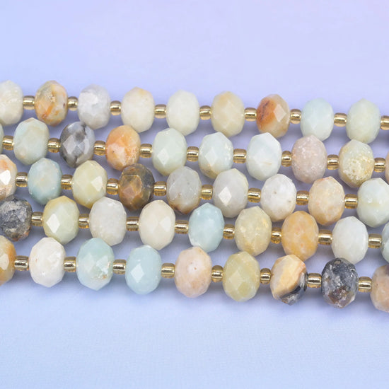 Multi-Color Amazonite Faceted Rondelle Beads Size 6x10mm Jewelry Making 15.5 Inch Strand