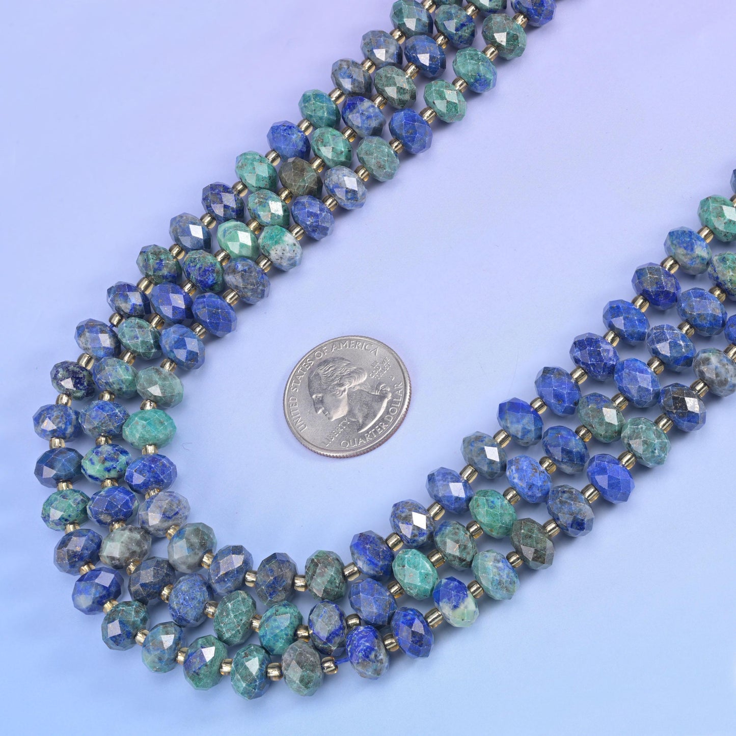 Phoenix Lapis Faceted Rondelle Beads Size 6x10mm Jewelry Making 15.5 Inch Strand