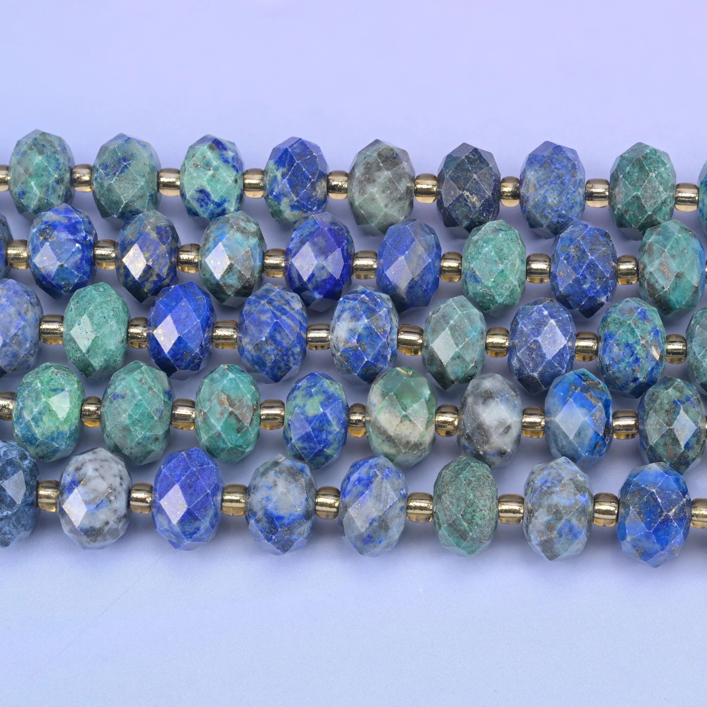 Phoenix Lapis Faceted Rondelle Beads Size 6x10mm Jewelry Making 15.5 Inch Strand
