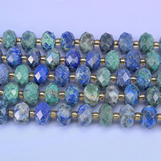 Phoenix Lapis Faceted Rondelle Beads Size 6x10mm Jewelry Making 15.5 Inch Strand