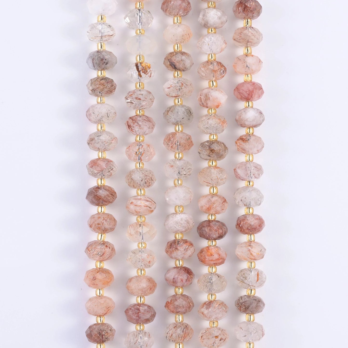 Red Copper Rutilated Quartz Faceted Rondelle Beads Size 6x10mm Jewelry Making 15.5 Inch Strand