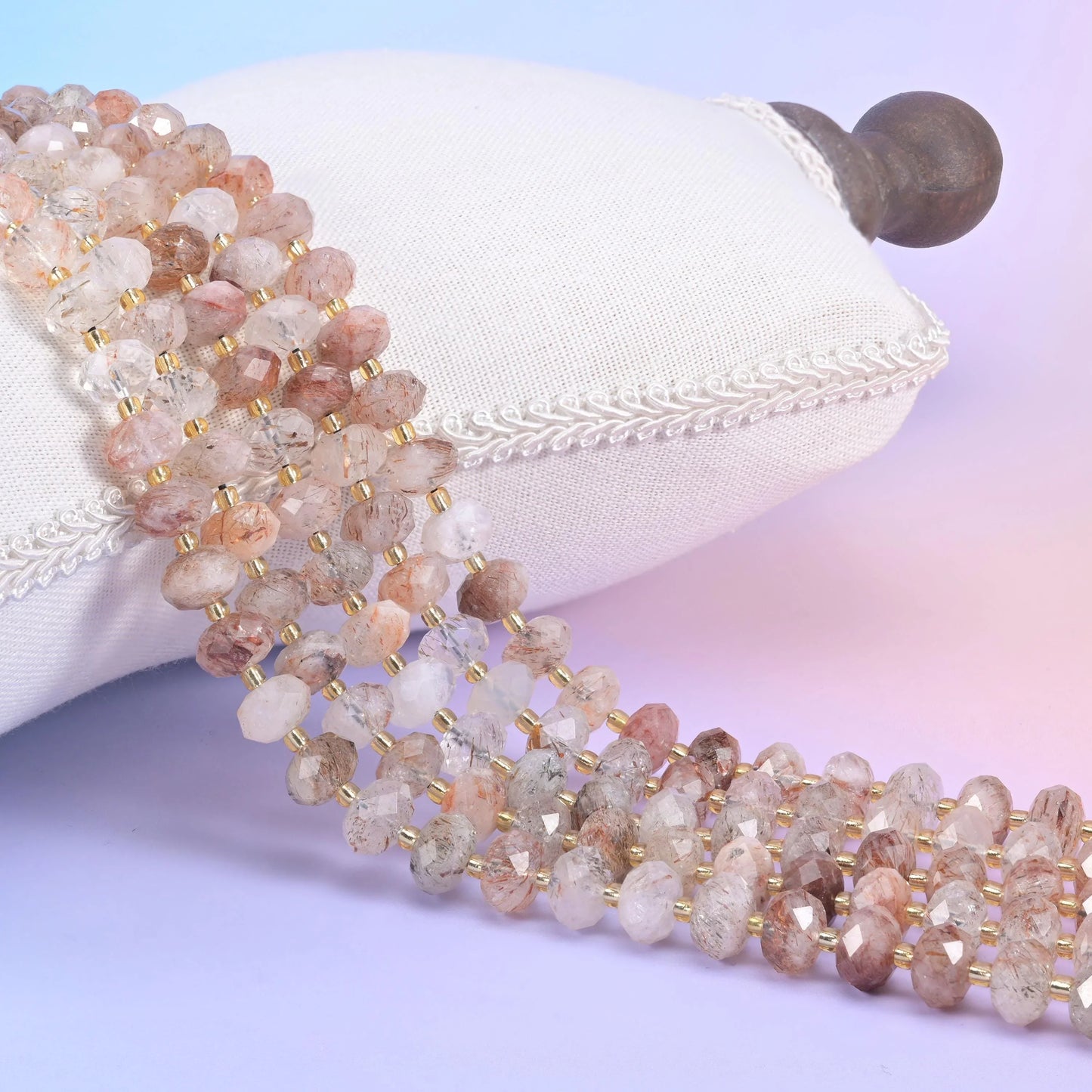 Red Copper Rutilated Quartz Faceted Rondelle Beads Size 6x10mm Jewelry Making 15.5 Inch Strand