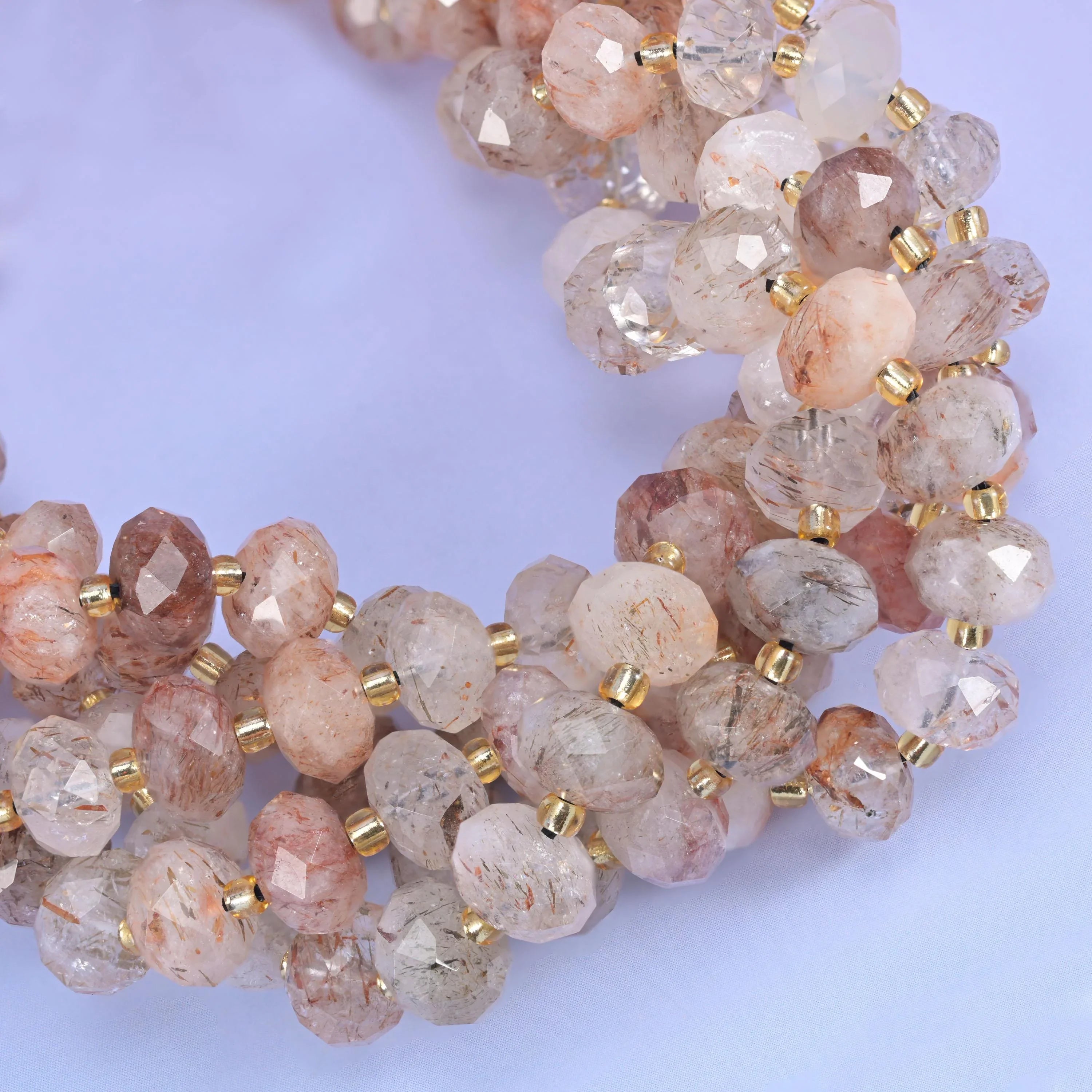 Red Copper Rutilated Quartz Faceted Rondelle Beads Size 6x10mm Jewelry Making 15.5 Inch Strand