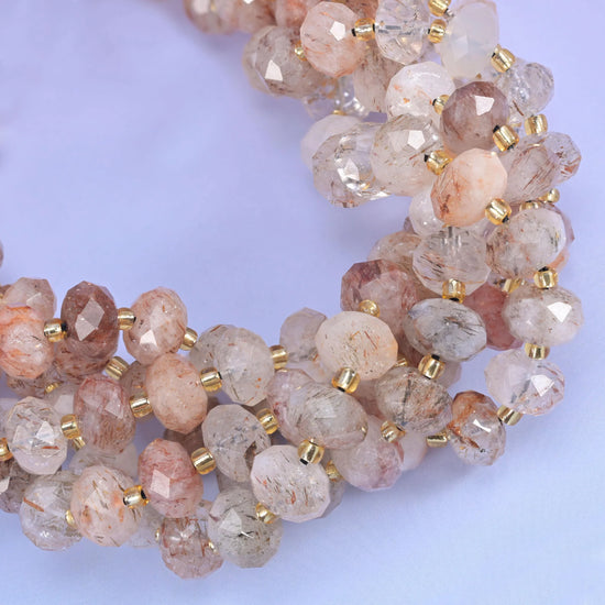 Red Copper Rutilated Quartz Faceted Rondelle Beads Size 6x10mm Jewelry Making 15.5 Inch Strand