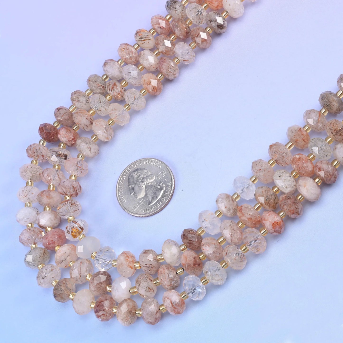 Red Copper Rutilated Quartz Faceted Rondelle Beads Size 6x10mm Jewelry Making 15.5 Inch Strand