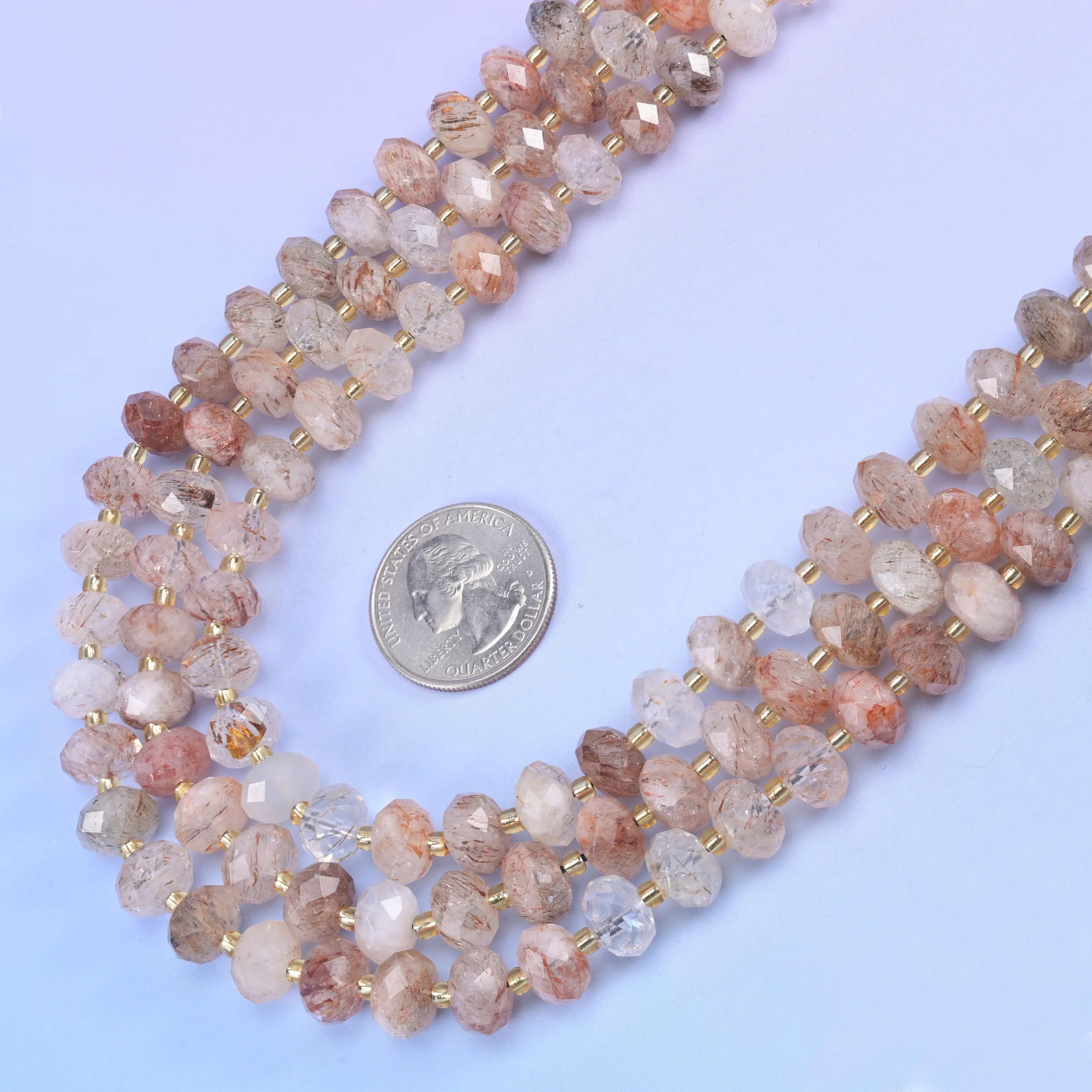 Red Copper Rutilated Quartz Faceted Rondelle Beads Size 6x10mm Jewelry Making 15.5 Inch Strand