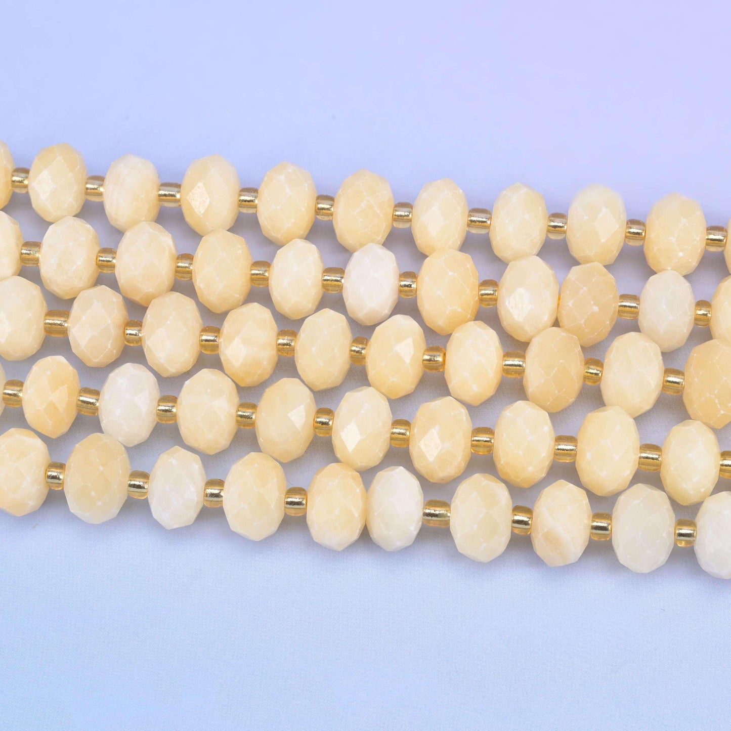 Beige Jade Faceted Rondelle Beads Size 6x10mm Jewelry Making 15.5 Inch Strand