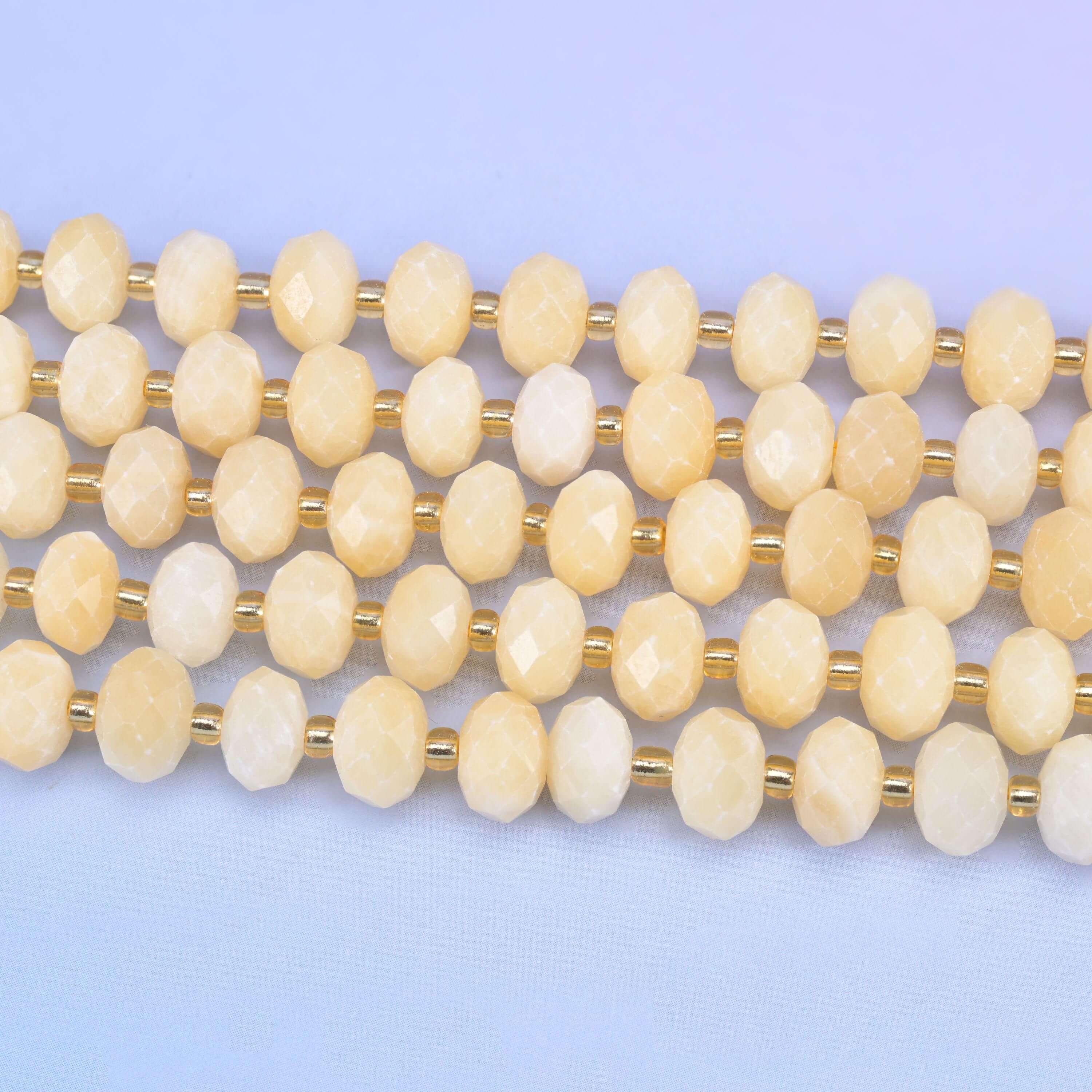 Beige Jade Faceted Rondelle Beads Size 6x10mm Jewelry Making 15.5 Inch Strand