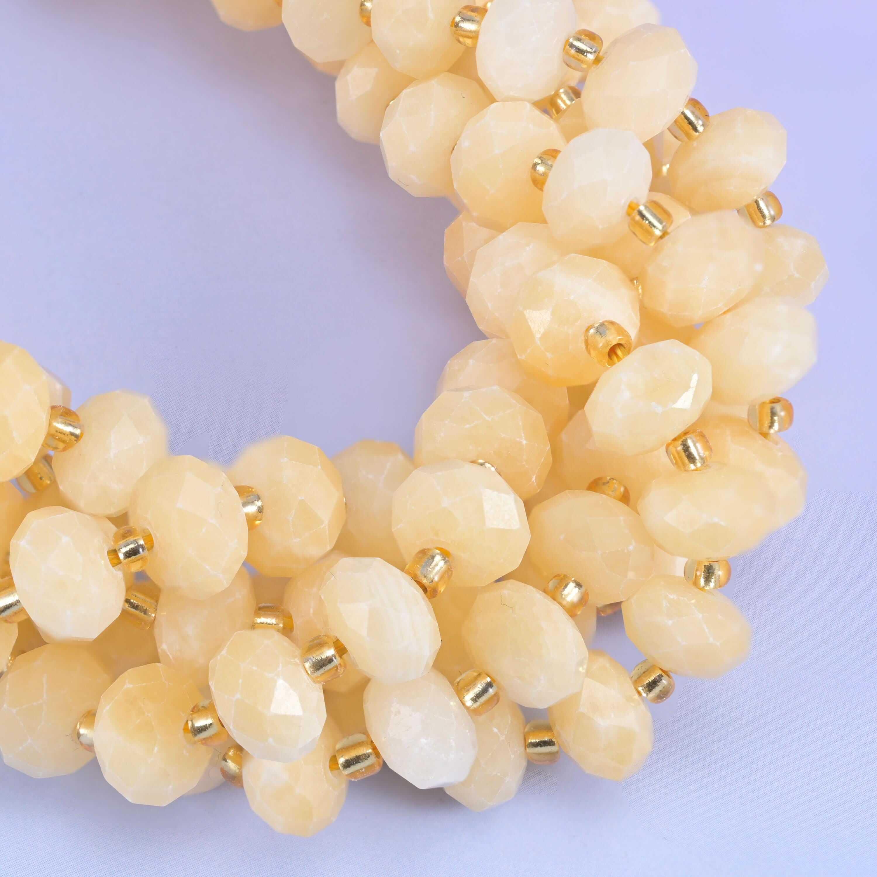 Beige Jade Faceted Rondelle Beads Size 6x10mm Jewelry Making 15.5 Inch Strand