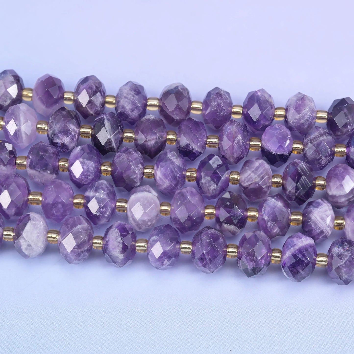 Chevron Amethyst Faceted Rondelle Beads Size 6x10mm Jewelry Making 15.5 Inch Strand