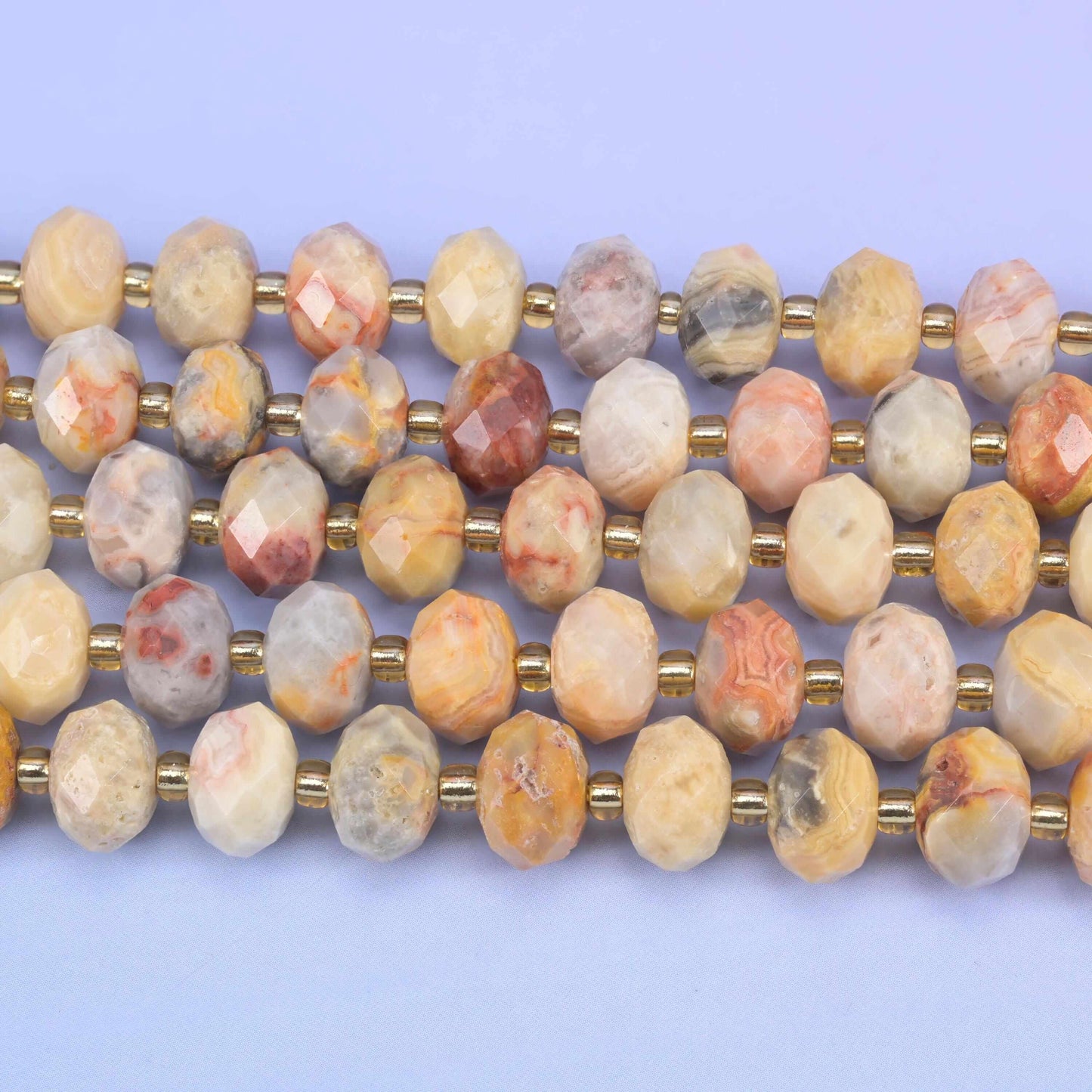 Crazy Agate Faceted Rondelle Beads Size 6x10mm Jewelry Making 15.5 Inch Strand