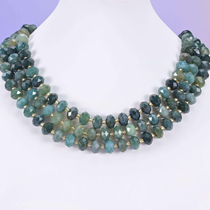 Moss Agate Faceted Rondelle Beads Size 6x10mm Jewelry Making 15.5 Inch Strand