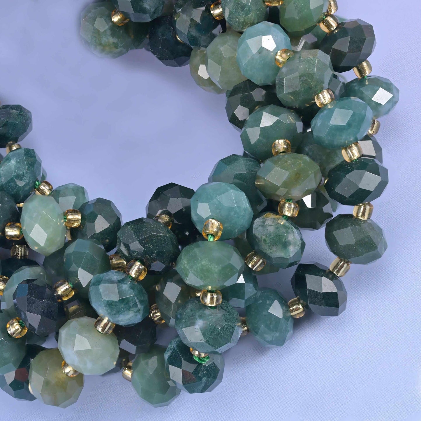 Moss Agate Faceted Rondelle Beads Size 6x10mm Jewelry Making 15.5 Inch Strand
