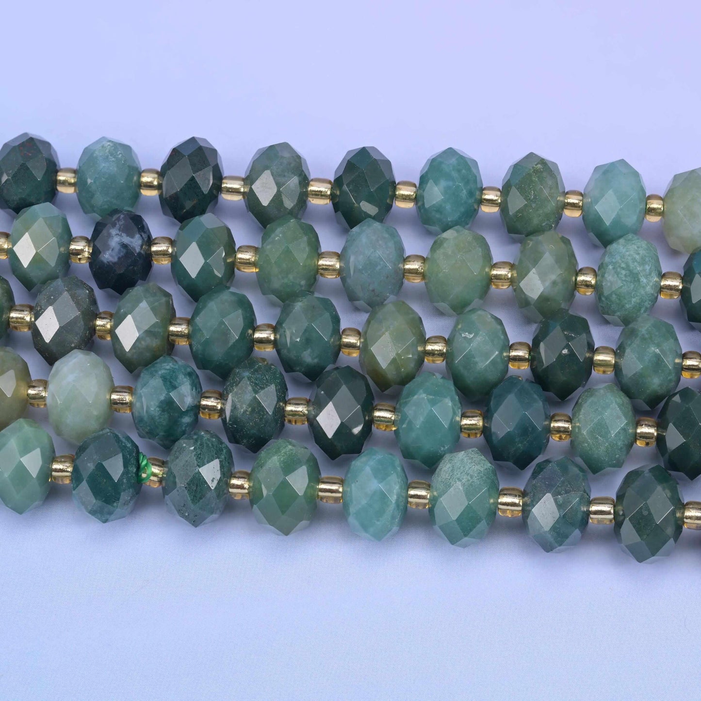 Moss Agate Faceted Rondelle Beads Size 6x10mm Jewelry Making 15.5 Inch Strand