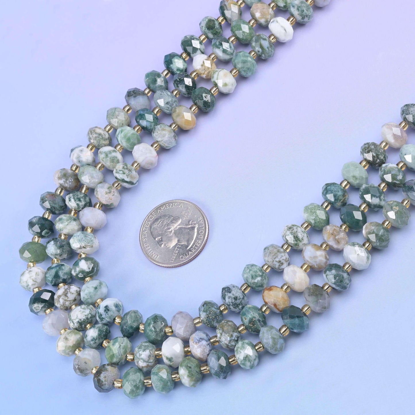 Moss Tree Agate Faceted Rondelle Beads Size 6x10mm Jewelry Making 15.5 Inch Strand