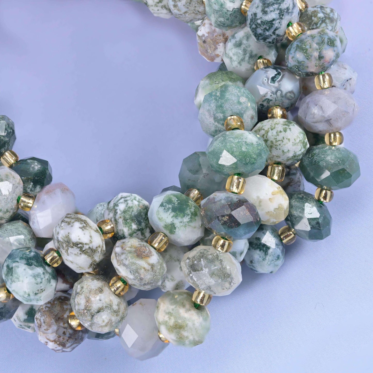Moss Tree Agate Faceted Rondelle Beads Size 6x10mm Jewelry Making 15.5 Inch Strand