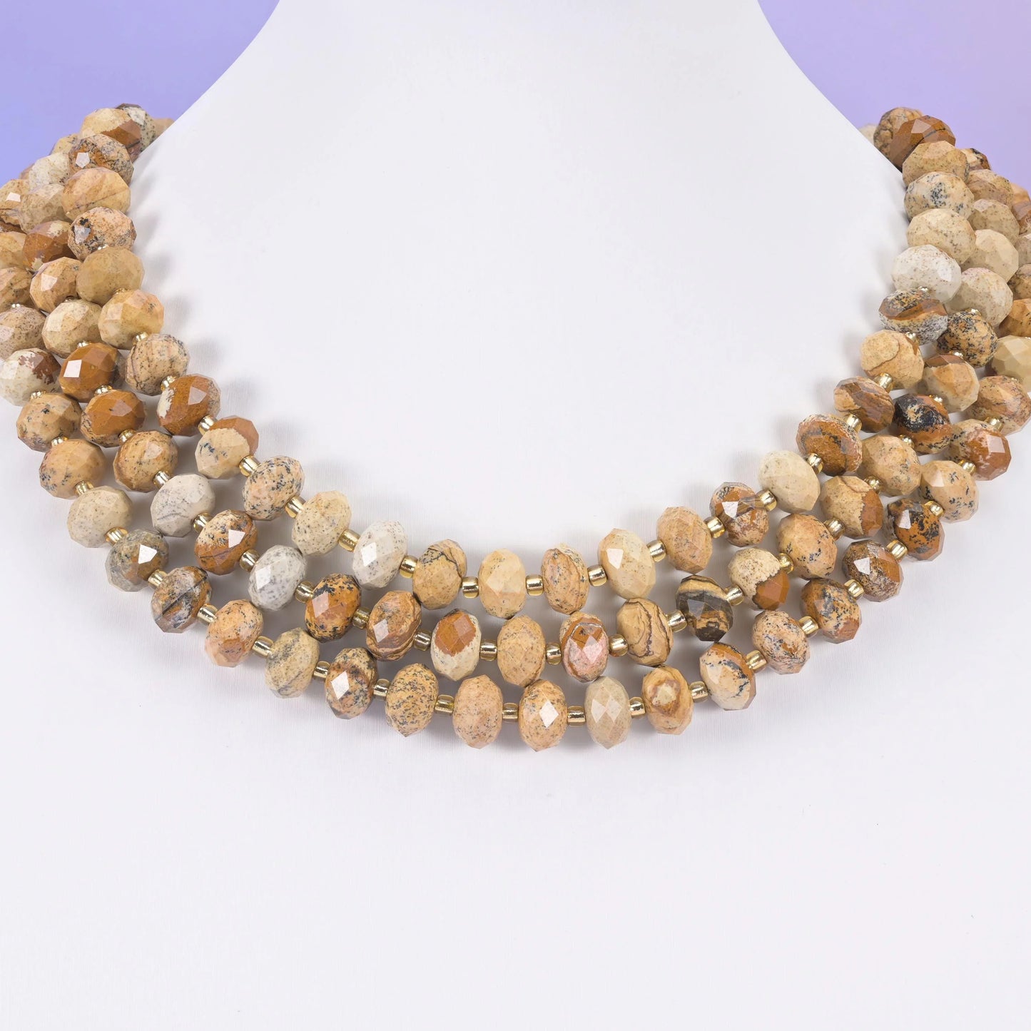 Picture Jasper Faceted Rondelle Beads Size 6x10mm Jewelry Making 15.5 Inch Strand