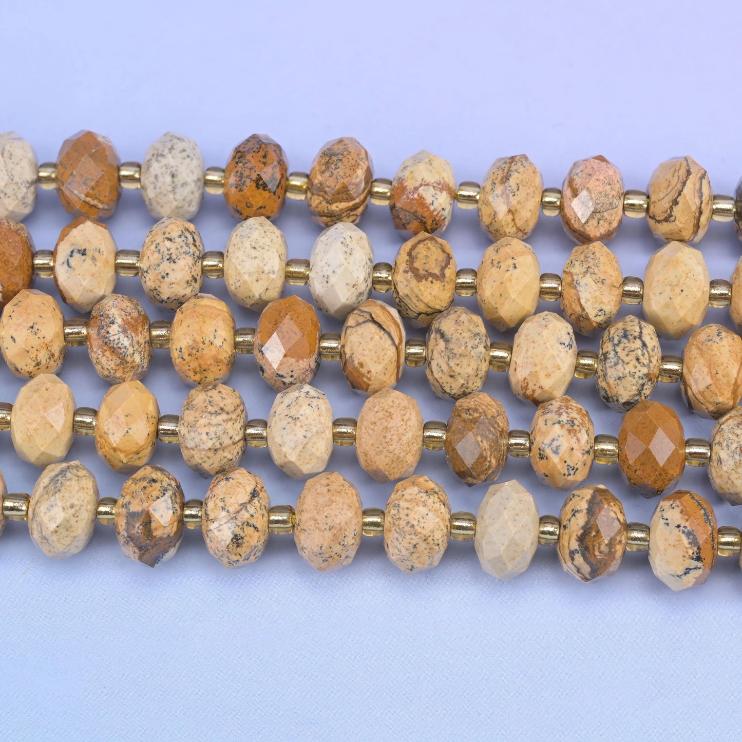 Picture Jasper Faceted Rondelle Beads Size 6x10mm Jewelry Making 15.5 Inch Strand