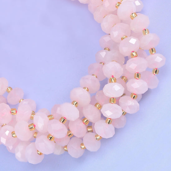 Rose Quartz Faceted Rondelle Beads Size 6x10mm Jewelry Making 15.5 Inch Strand