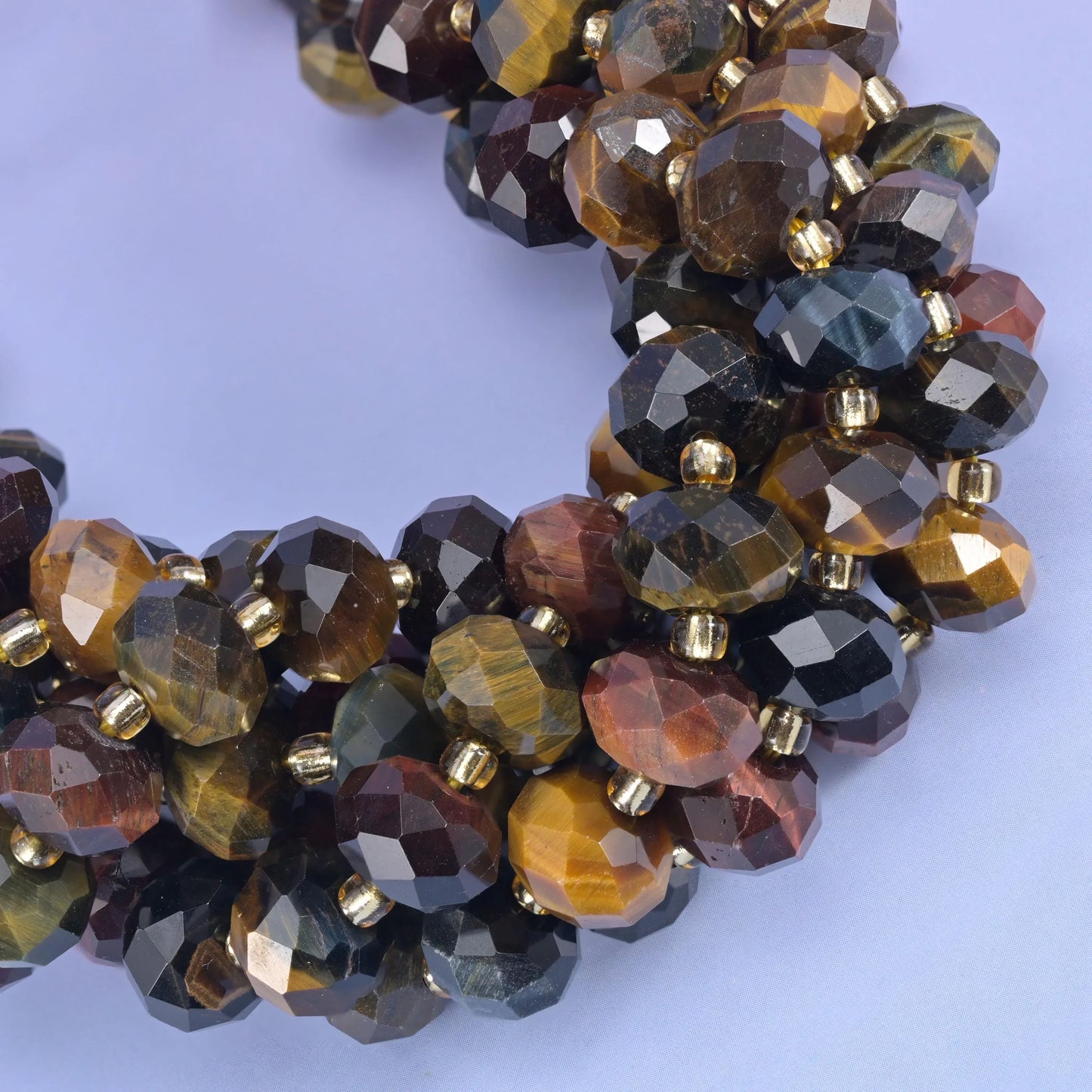 Tricolor Tiger Eye Faceted Rondelle Beads Size 6x10mm Jewelry Making 15.5 Inch Strand