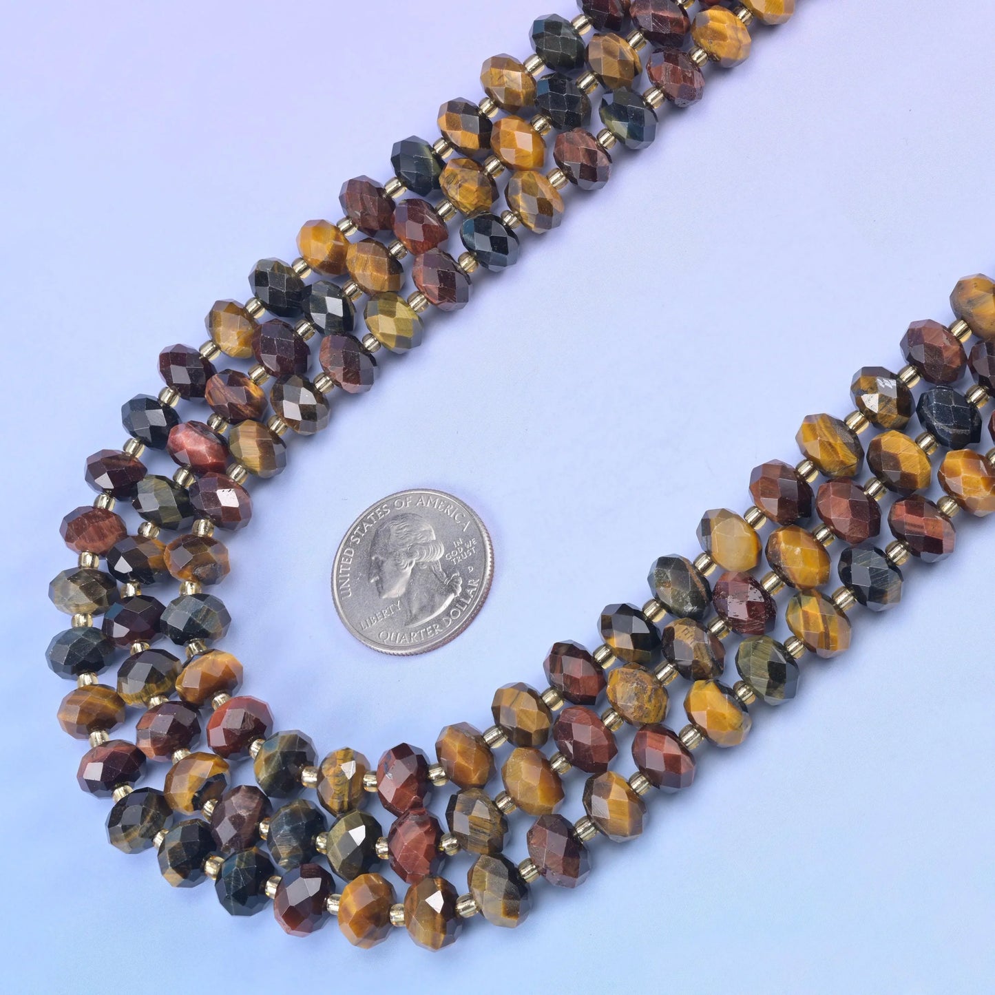 Tricolor Tiger Eye Faceted Rondelle Beads Size 6x10mm Jewelry Making 15.5 Inch Strand