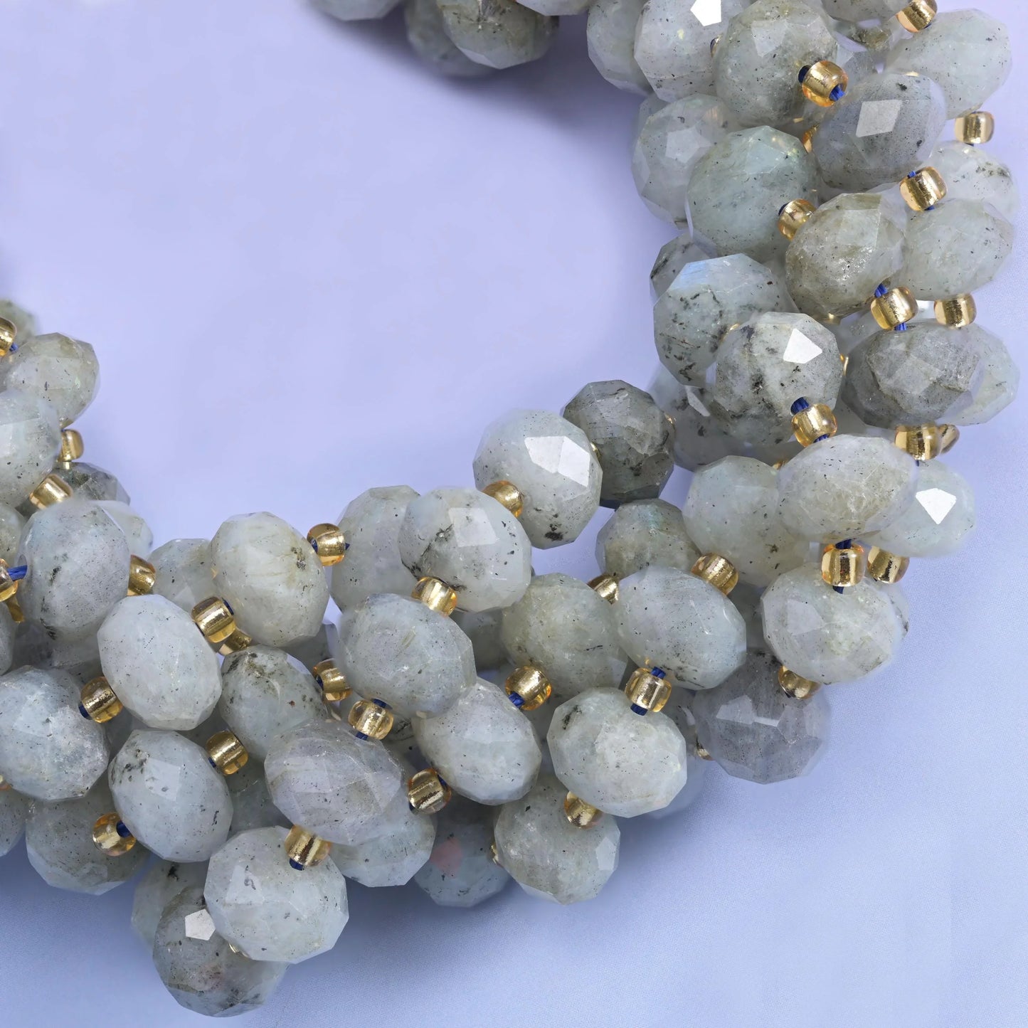 White Labradorite Faceted Rondelle Beads Size 6x10mm Jewelry Making 15.5 Inch Strand
