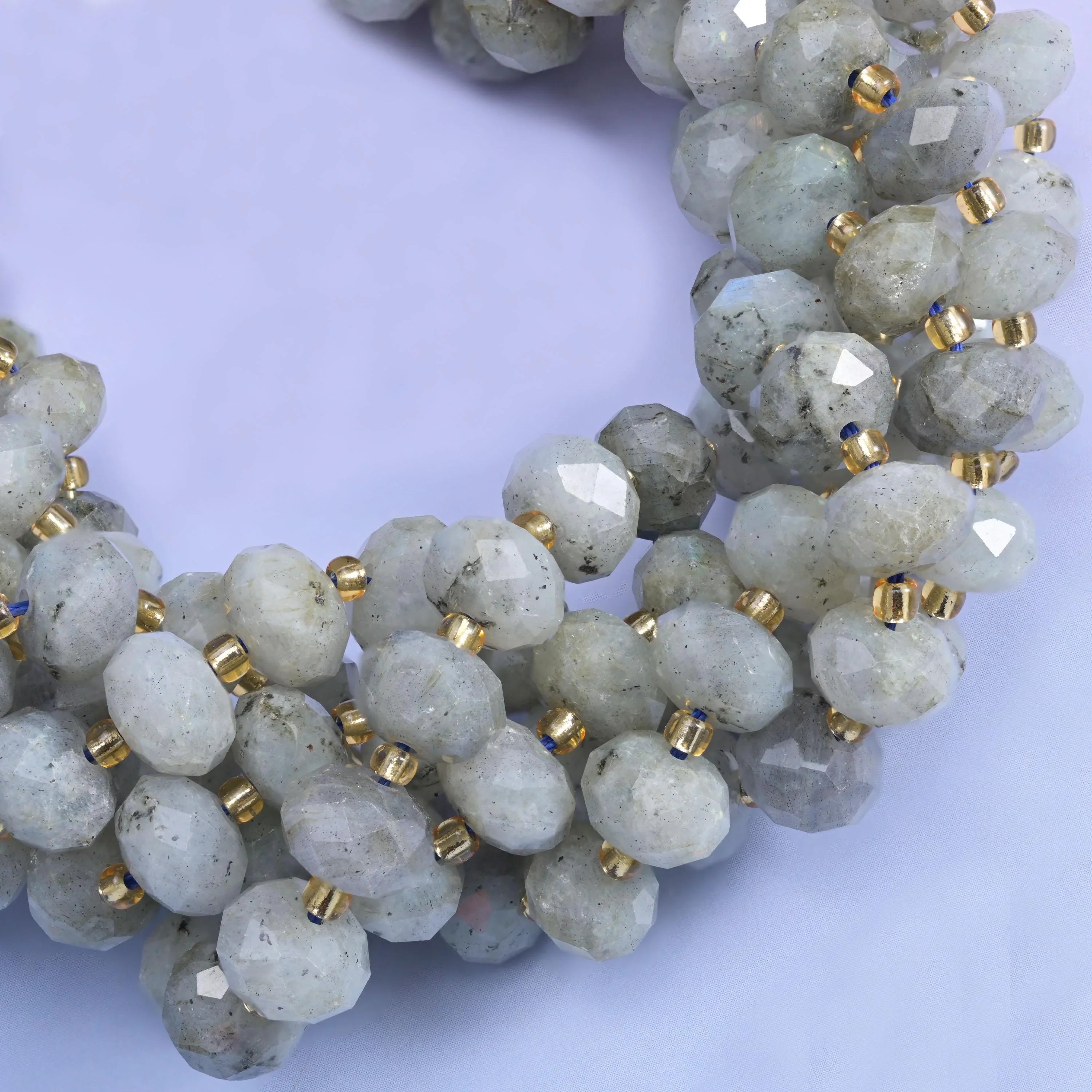White Labradorite Faceted Rondelle Beads Size 6x10mm Jewelry Making 15.5 Inch Strand