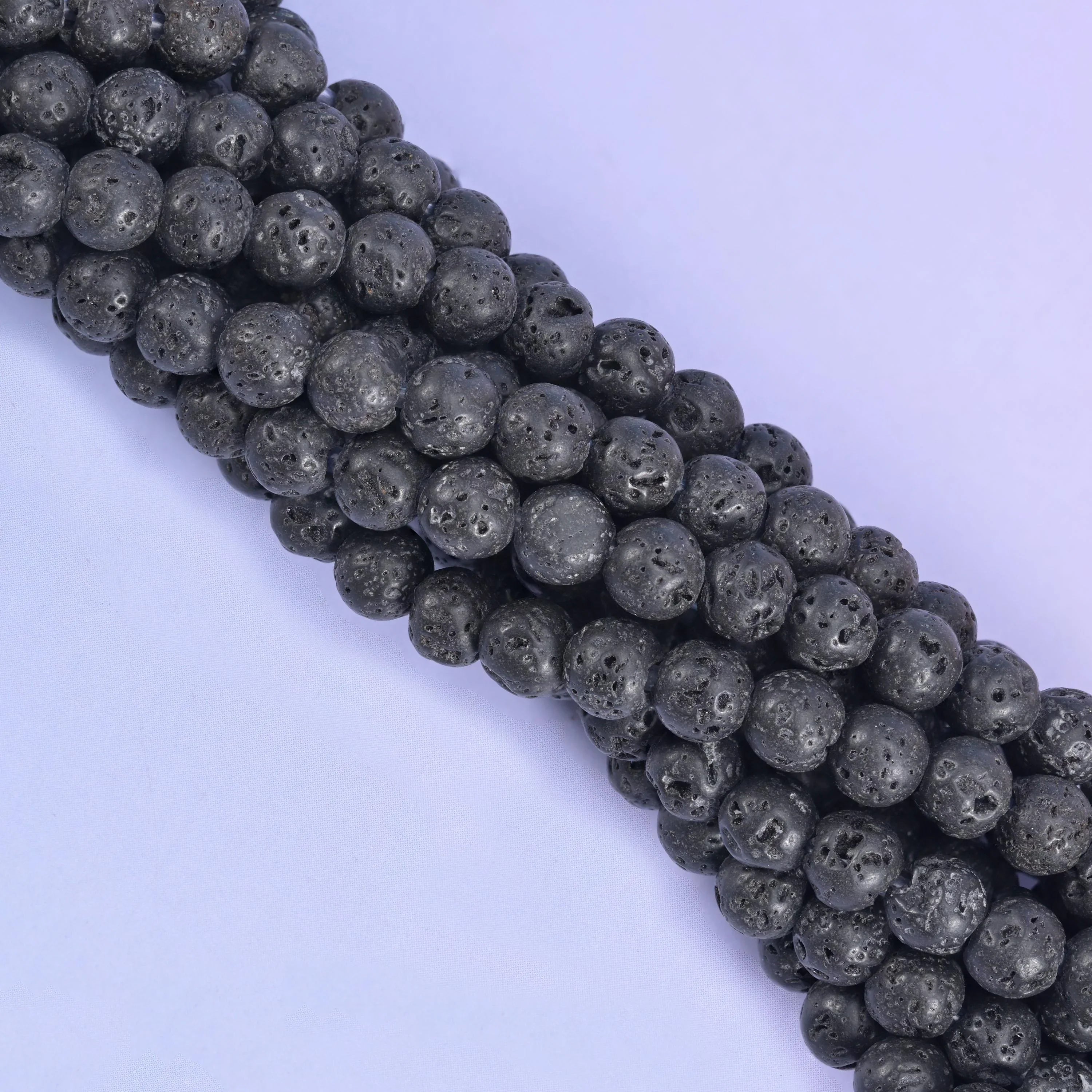 2-2.5mm Hole Lava Rock Round Beads 6mm 8mm 10mm Jewelry Making 8 Inch Strand
