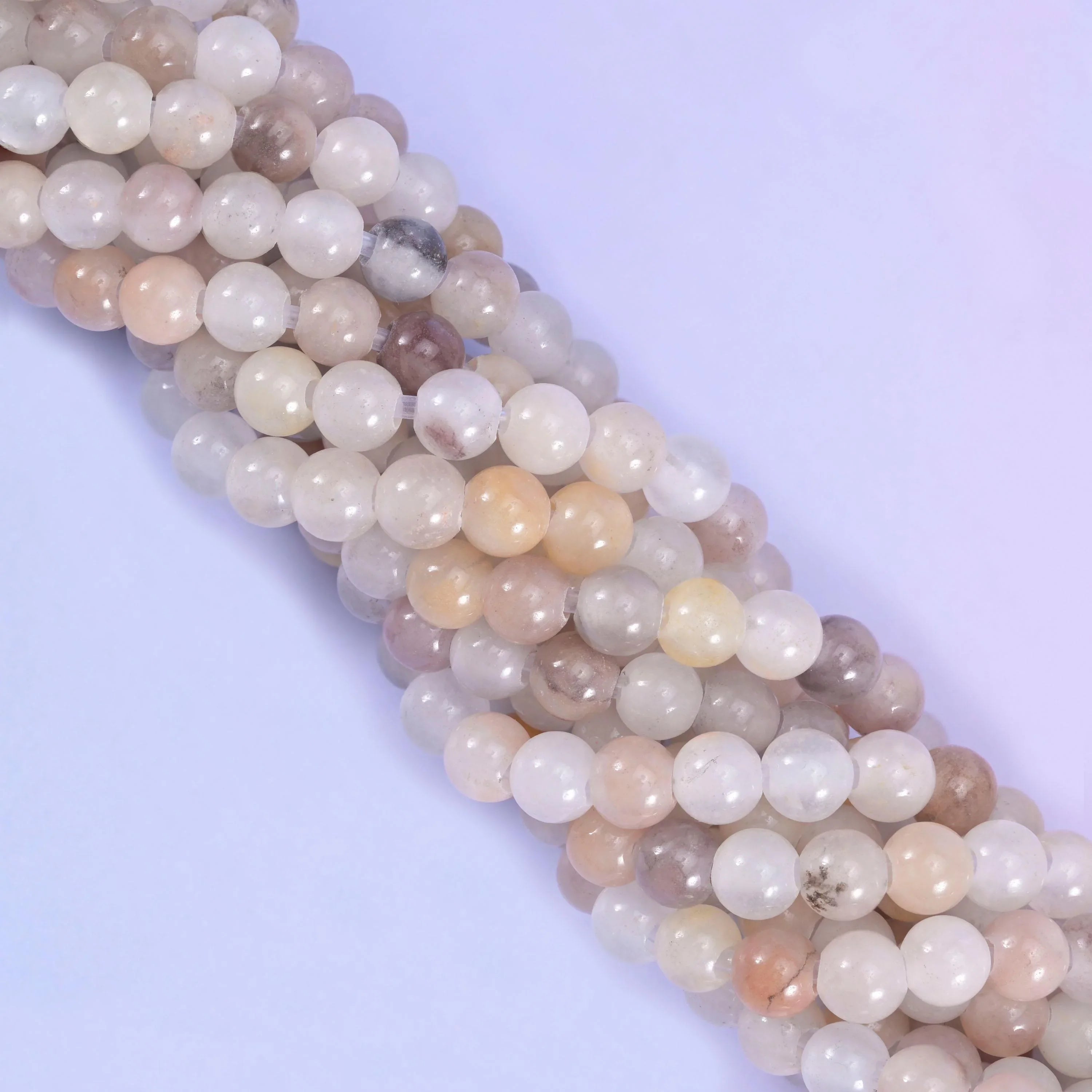 2-2.5mm Hole Lavender Quartz Smooth Round Beads 6mm 8mm 10mm Jewelry Making 8 Inch Strand