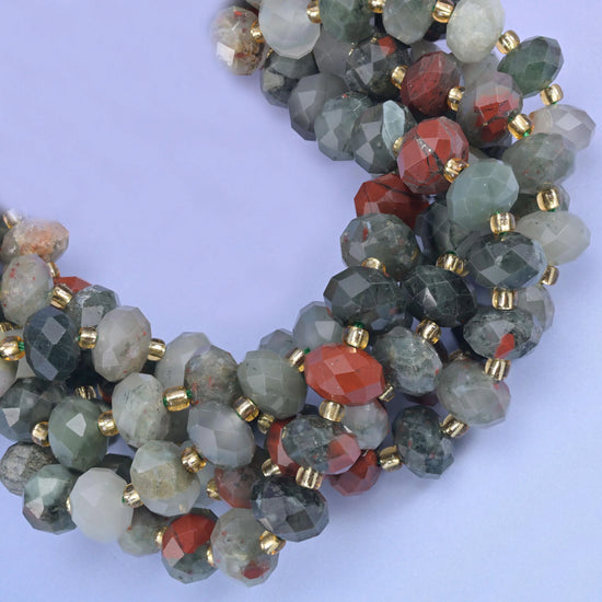 African Bloodstone Faceted Rondelle Beads Size 6x10mm Jewelry Making 15.5 Inch Strand