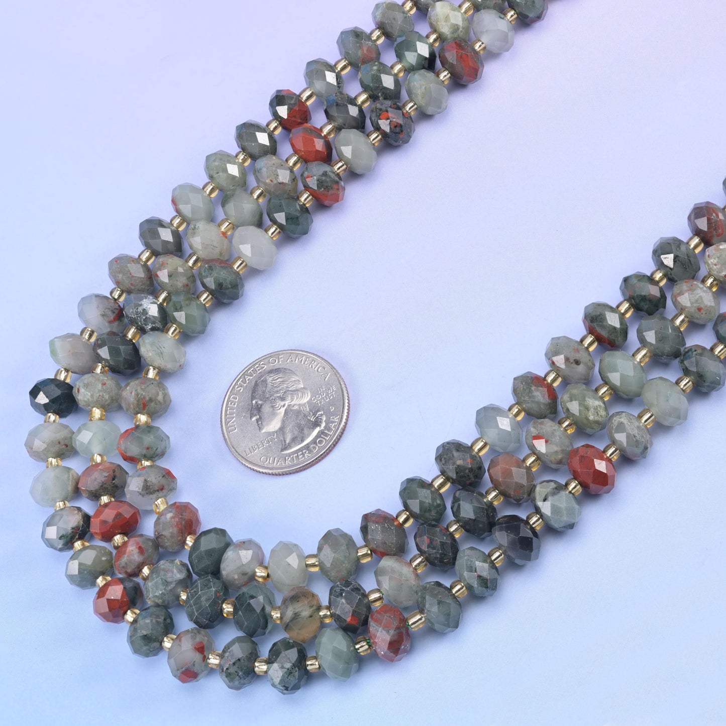 African Bloodstone Faceted Rondelle Beads Size 6x10mm Jewelry Making 15.5 Inch Strand