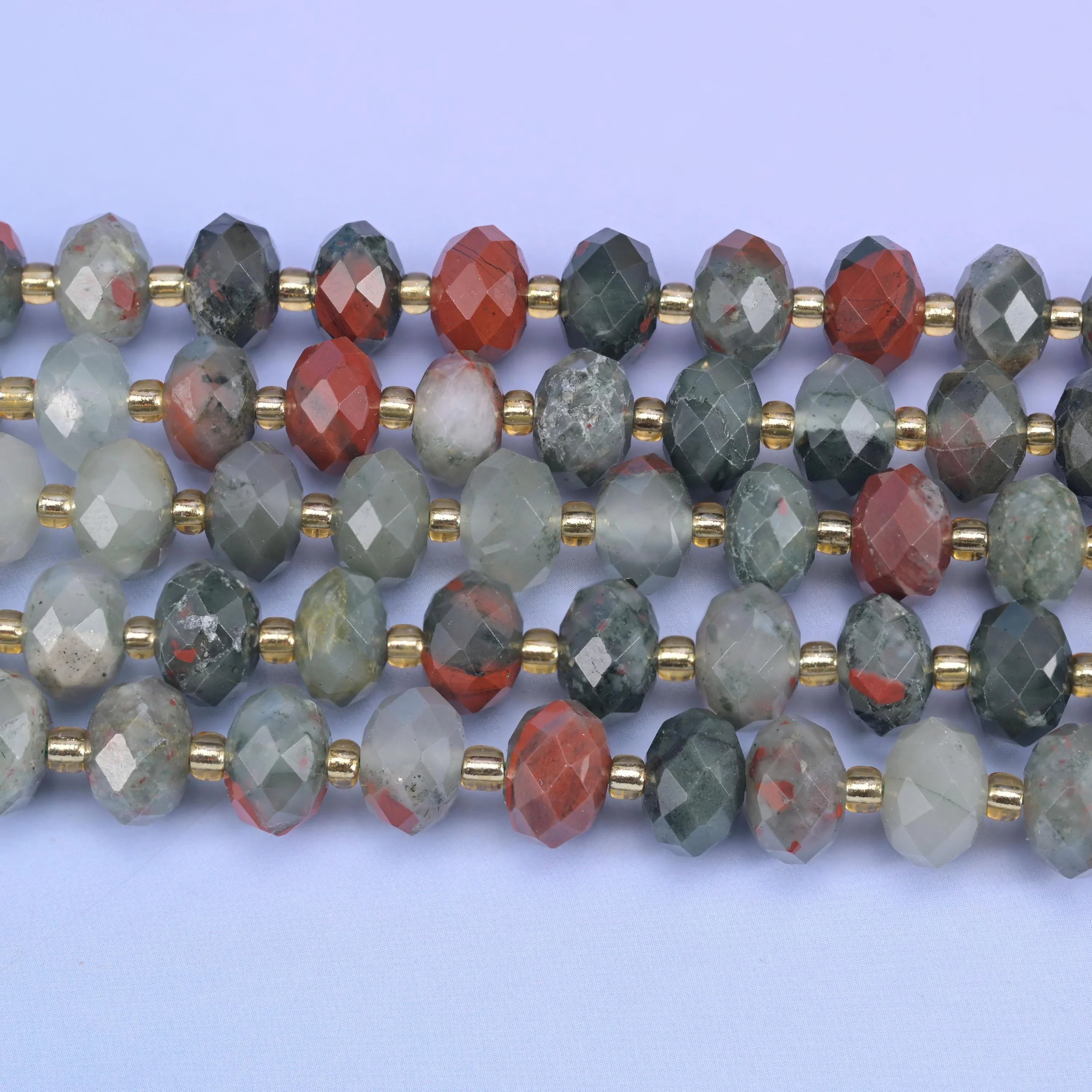 African Bloodstone Faceted Rondelle Beads Size 6x10mm Jewelry Making 15.5 Inch Strand
