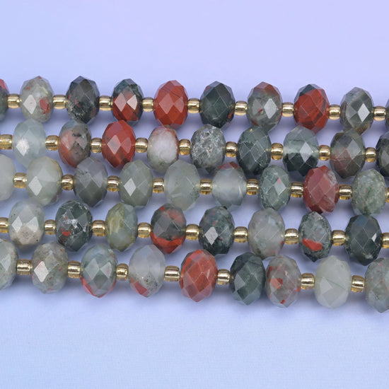 African Bloodstone Faceted Rondelle Beads Size 6x10mm Jewelry Making 15.5 Inch Strand