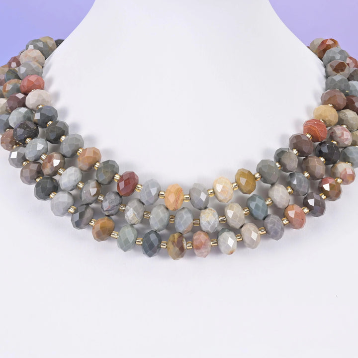 Alashan Agate Faceted Rondelle Beads Size 6x10mm Jewelry Making 15.5 Inch Strand