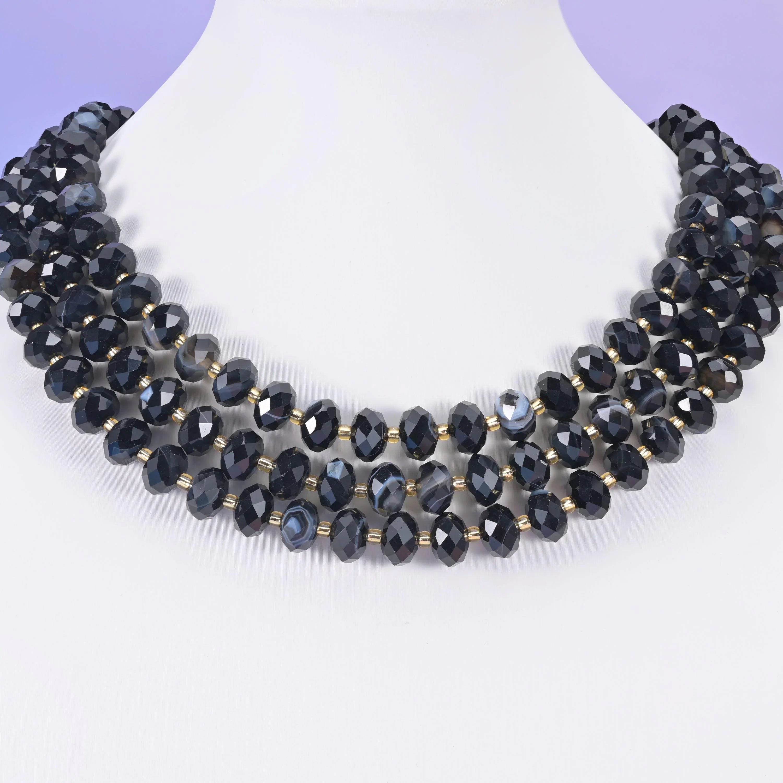 Black Strip Agate Faceted Rondelle Beads Size 6x10mm Jewelry Making 15.5 Inch Strand