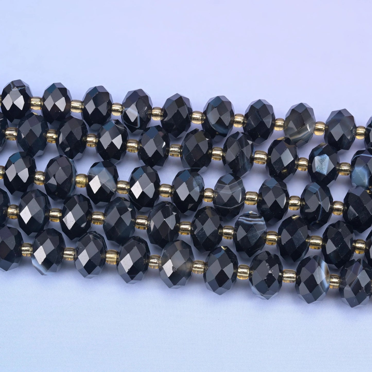 Black Strip Agate Faceted Rondelle Beads Size 6x10mm Jewelry Making 15.5 Inch Strand